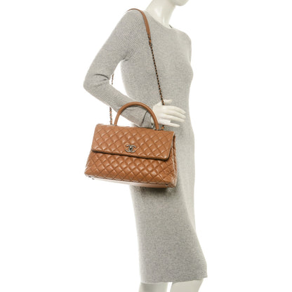 Chanel Caviar Quilted Medium Coco Handle Flap Camel 2 of 7