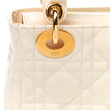 Christian Dior Patent Cannage Mini Lady Dior Ivory 9 of 15