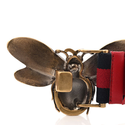 Gucci Web Queen Margaret Bee Belt 95 38 Red Navy 3 of 4