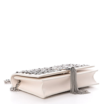 Saint Laurent Calfskin Bead Embellished Kate Monogram Tassel Chain Wallet White 4 of 9