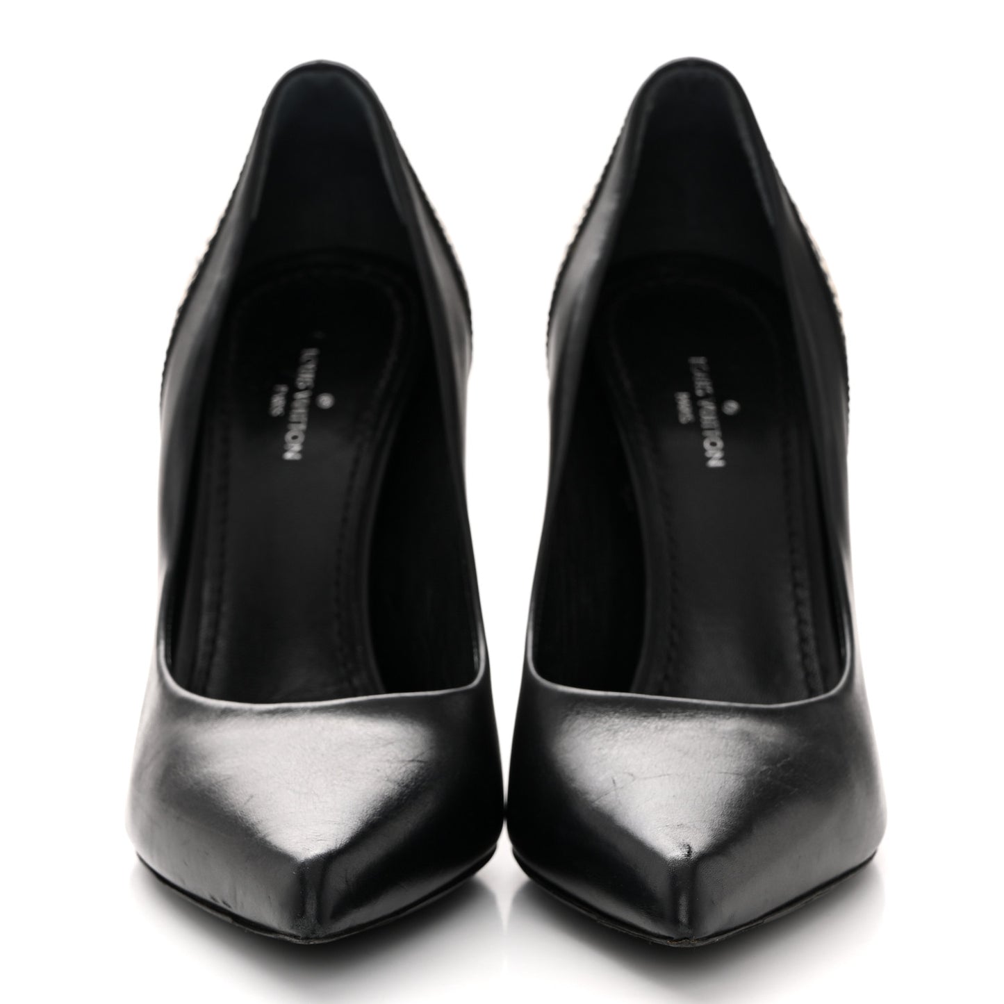 Calfskin Snakeskin Embossed Matchmake Pumps 35 Black White