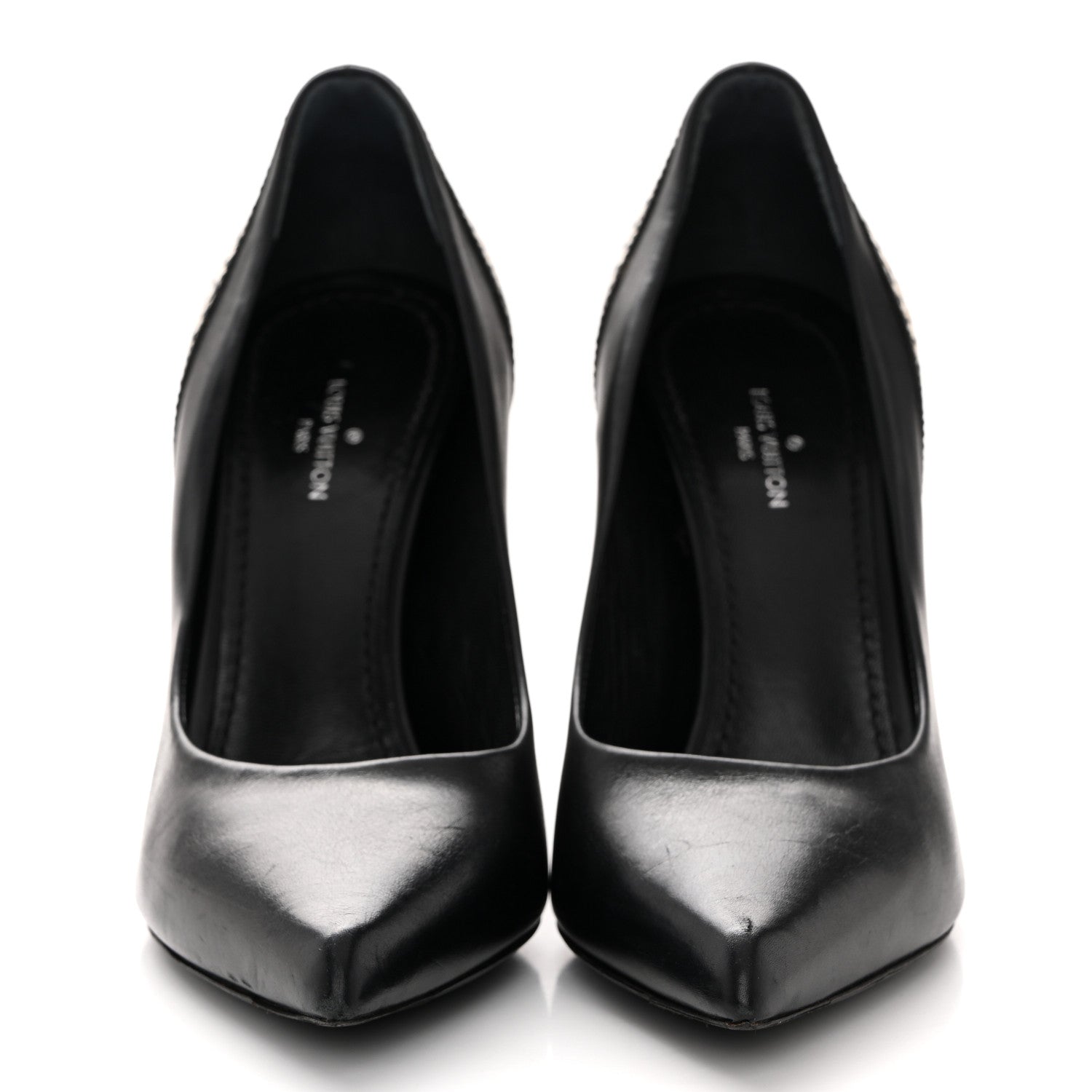 Louis Vuitton Calfskin Snakeskin Embossed Matchmake Pumps 35 Black White 3 of 12