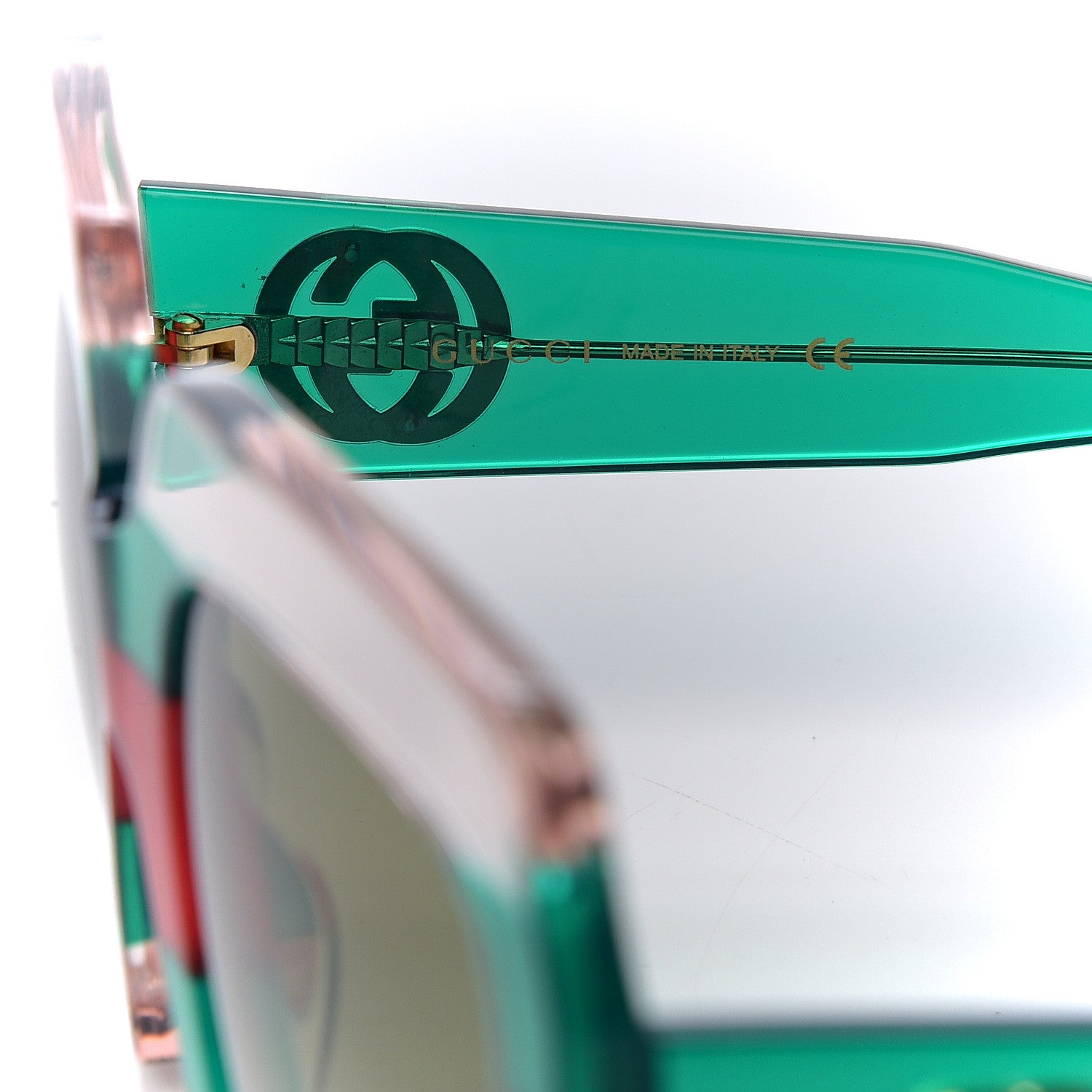 Gucci Square Web Frame GG0178S Sunglasses Green Red 6 of 8