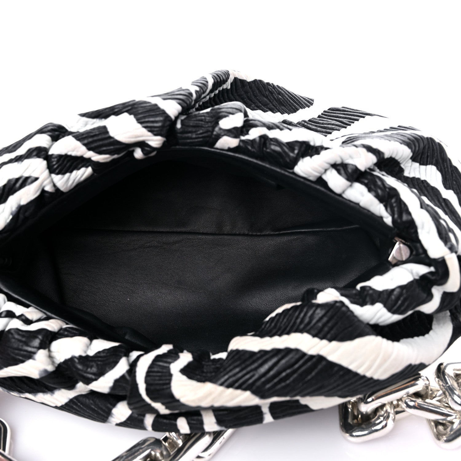 Bottega Veneta Nappa Zebra Print The Pouch Chain White Black 5 of 14