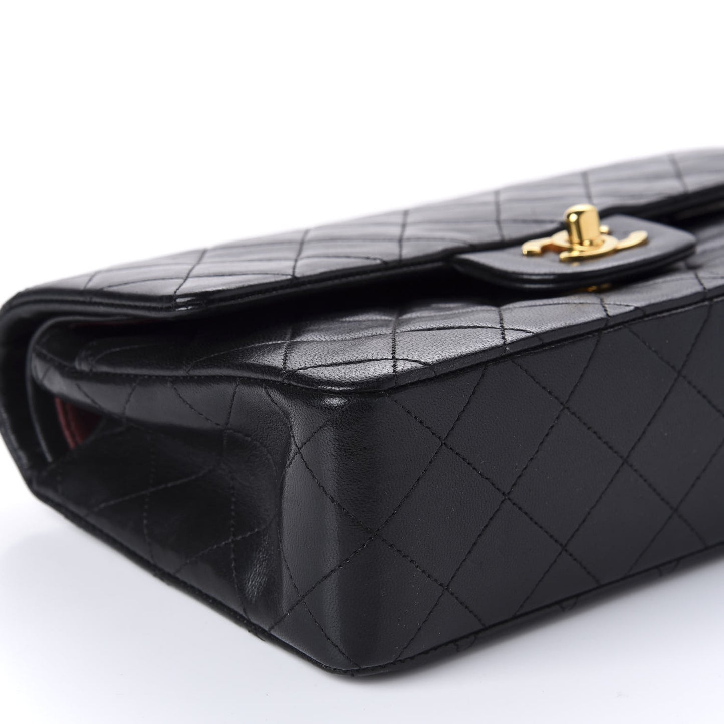 Lambskin Quilted Small Double Flap Black