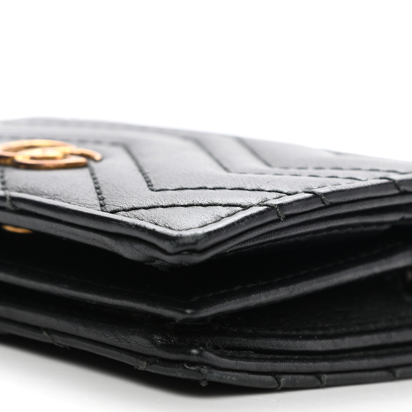 Calfskin Matelasse GG Marmont Card Case Wallet Black