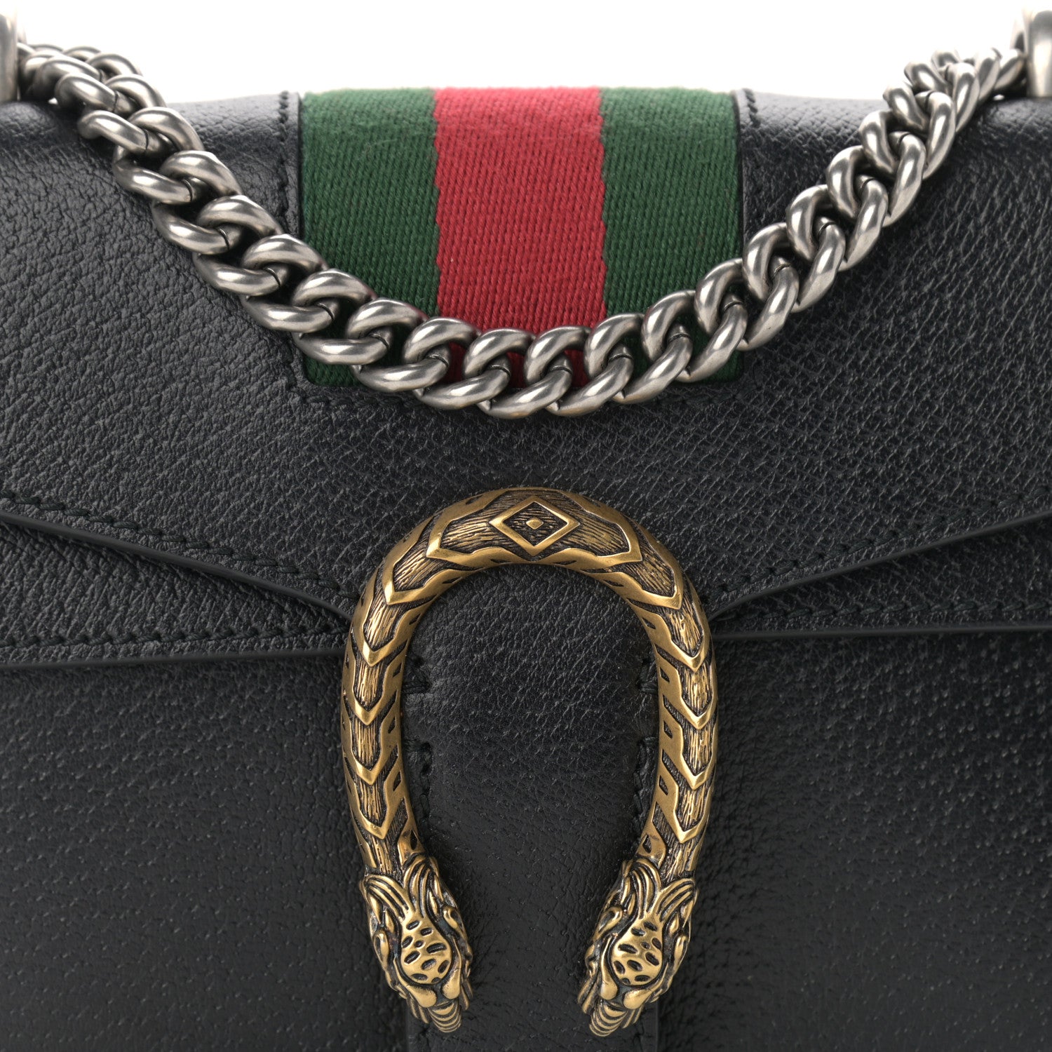 Gucci Calfskin Web Mini Dionysus Shoulder Bag Black 8 of 11