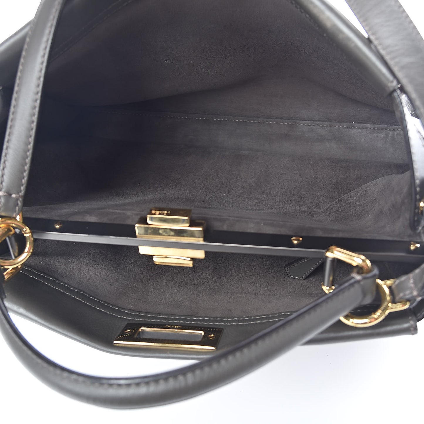 Calfskin Geometric Embroidered Large Peekaboo Iconic Satchel Grey