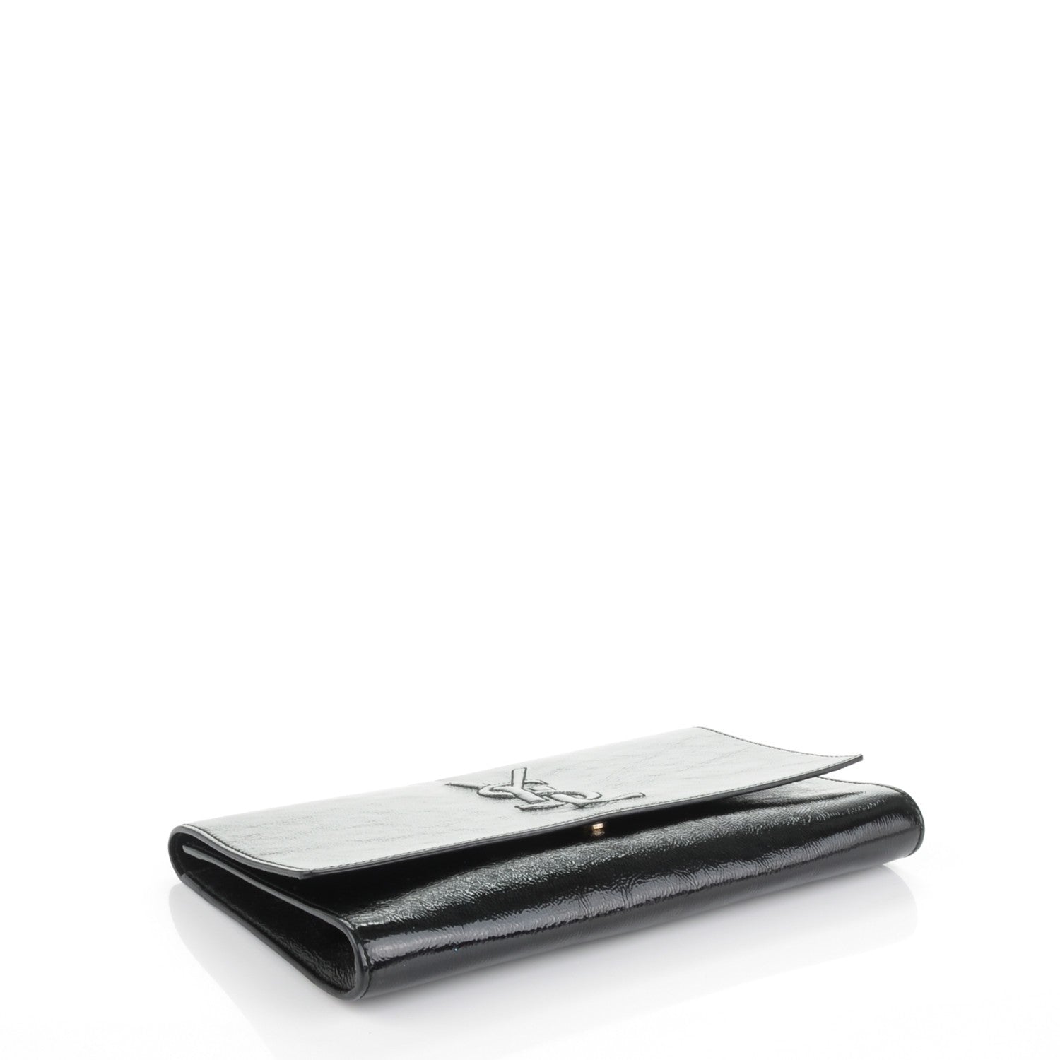 Saint Laurent Textured Patent Monogram Large Belle De Jour Clutch Black 4 of 7