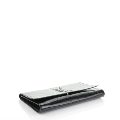 Saint Laurent Textured Patent Monogram Large Belle De Jour Clutch Black 4 of 7
