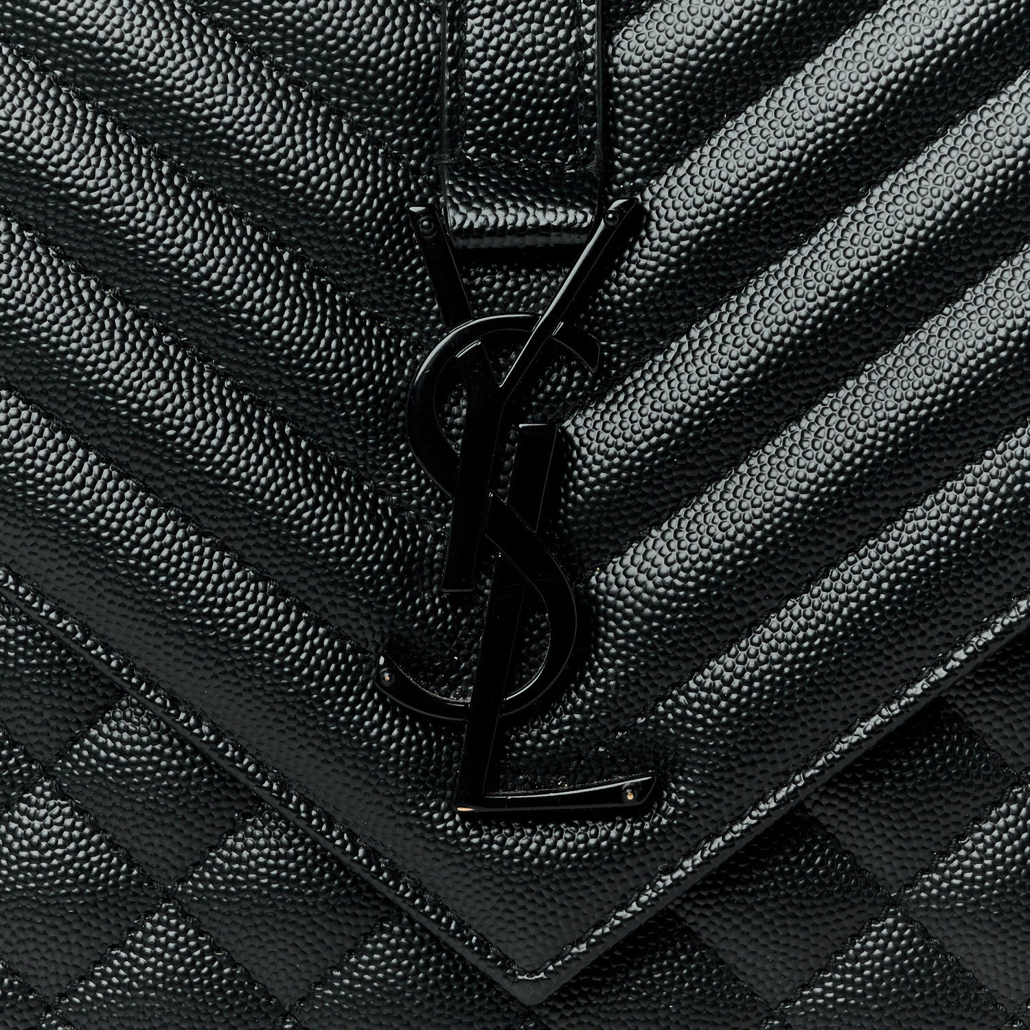 Saint Laurent Grain De Poudre Textured Mixed Matelasse Large Triquilt Monogram Monochrome Satchel Black 9 of 11