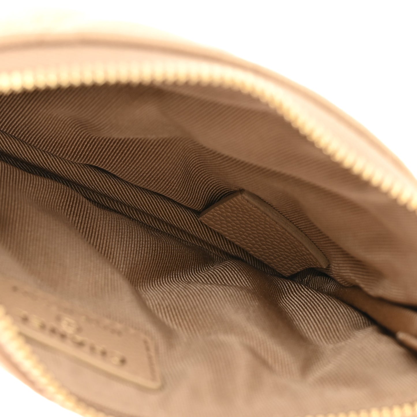 Caviar Quilted Small Cosmetic Case Beige