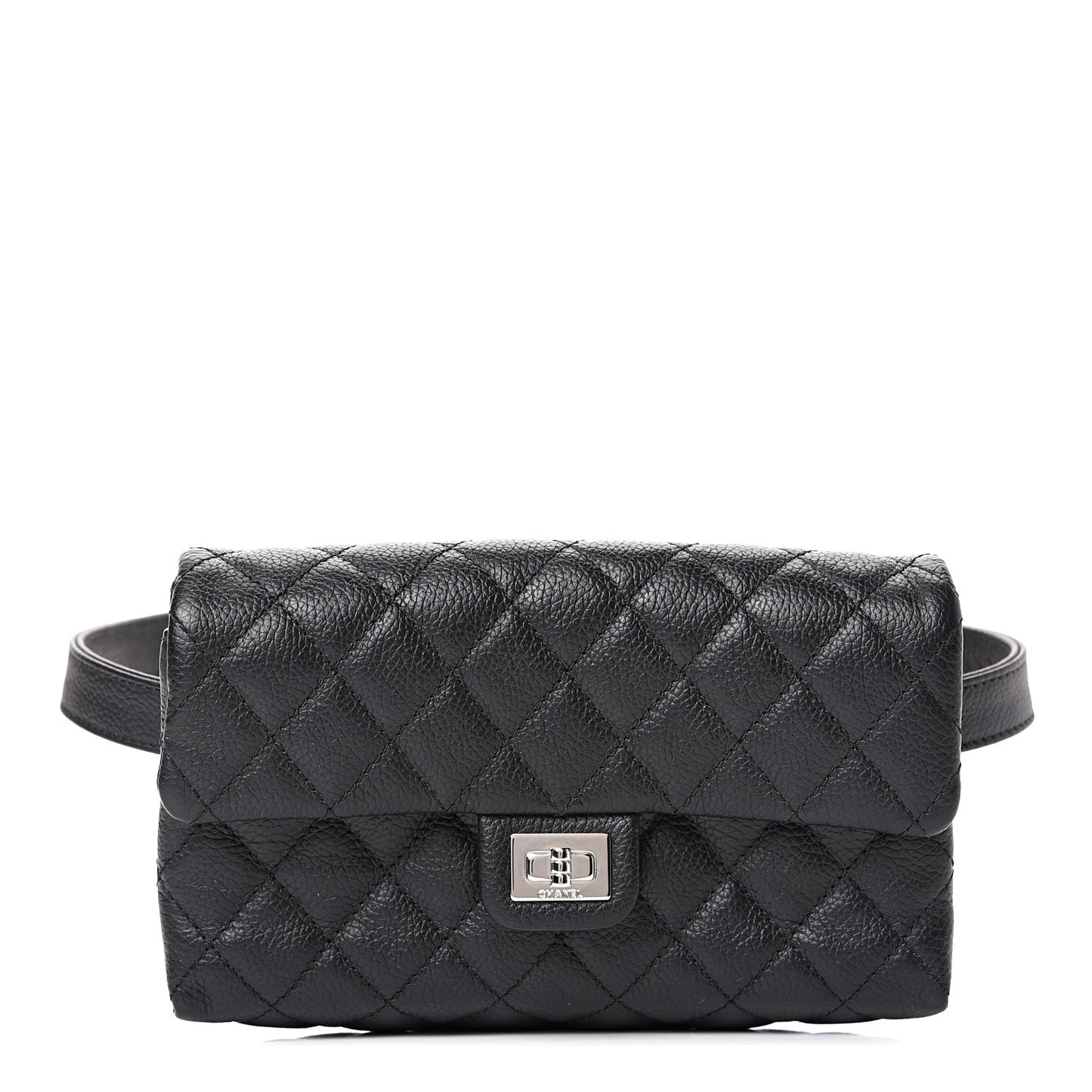 Grained Calfskin Quilted 2.55 Reissue Flap Belt Bag Clutch Black