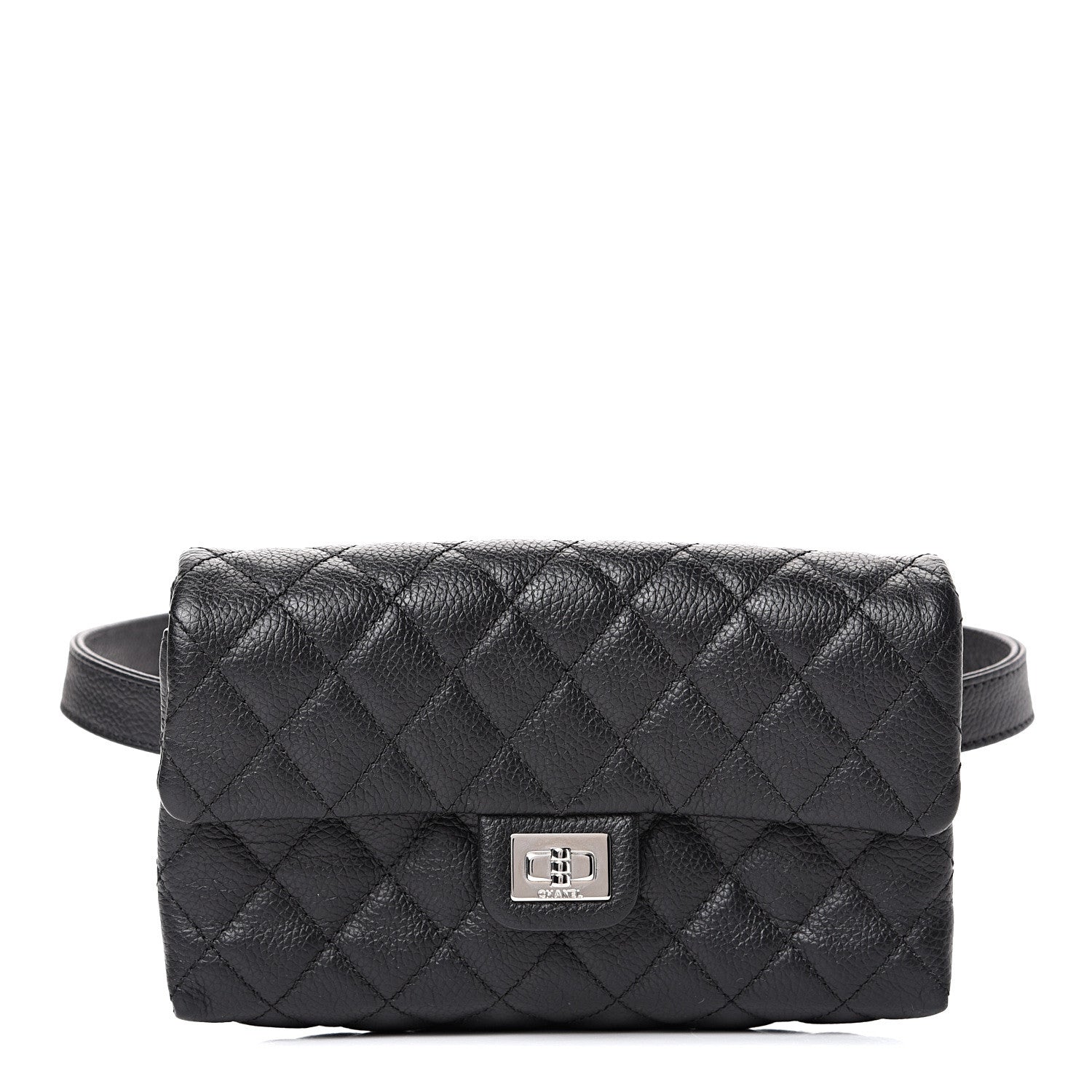 Chanel Grained Calfskin Quilted 2.55 Reissue Flap Belt Bag Clutch Black 1 of 10