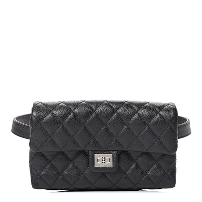 Chanel Grained Calfskin Quilted 2.55 Reissue Flap Belt Bag Clutch Black 1 of 10