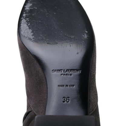 Saint Laurent Suede Babies 40 Over The Knee Boots 36 Road Grey 5 of 19