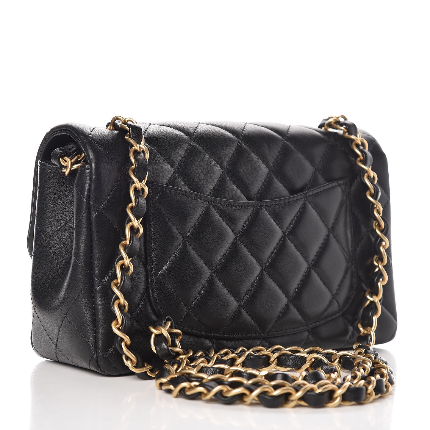 Lambskin Quilted Mini Rectangular Flap Black