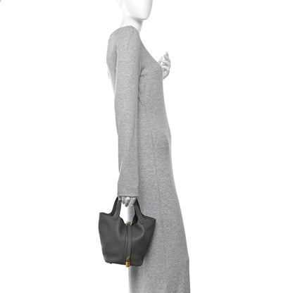 Hermes Taurillon Clemence Picotin Lock 18 PM Gris Meyer 2 of 11
