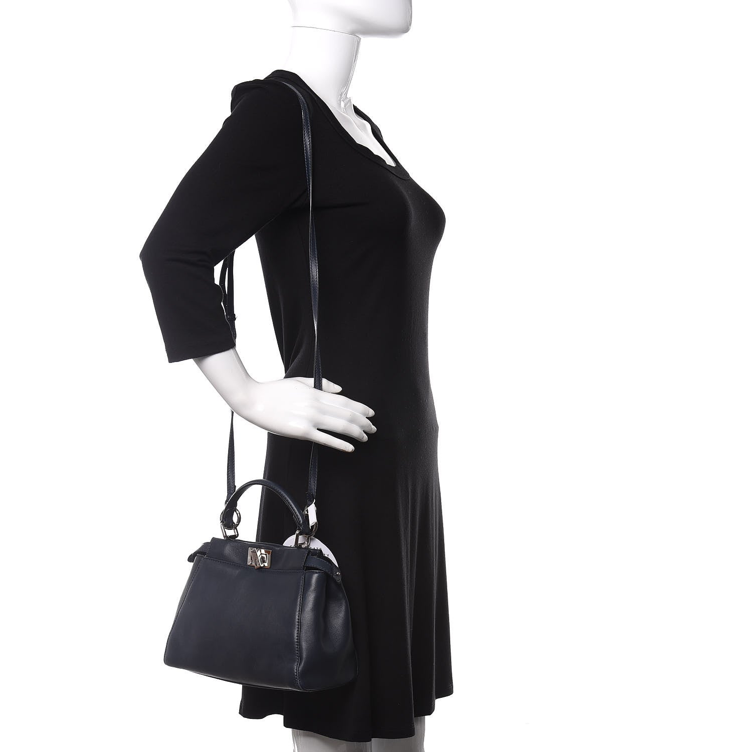 Fendi Nappa Mini Peekaboo Iconic Satchel Dark Blue 2 of 10