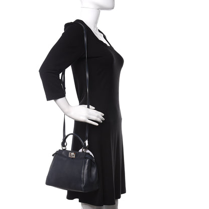 Fendi Nappa Mini Peekaboo Iconic Satchel Dark Blue 2 of 10