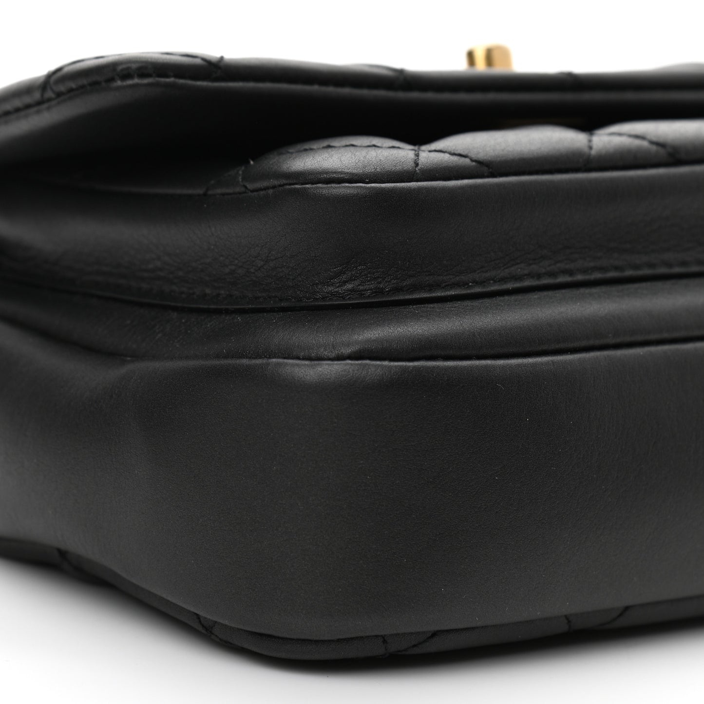 Calfskin Quilted Top Handle Flap Black