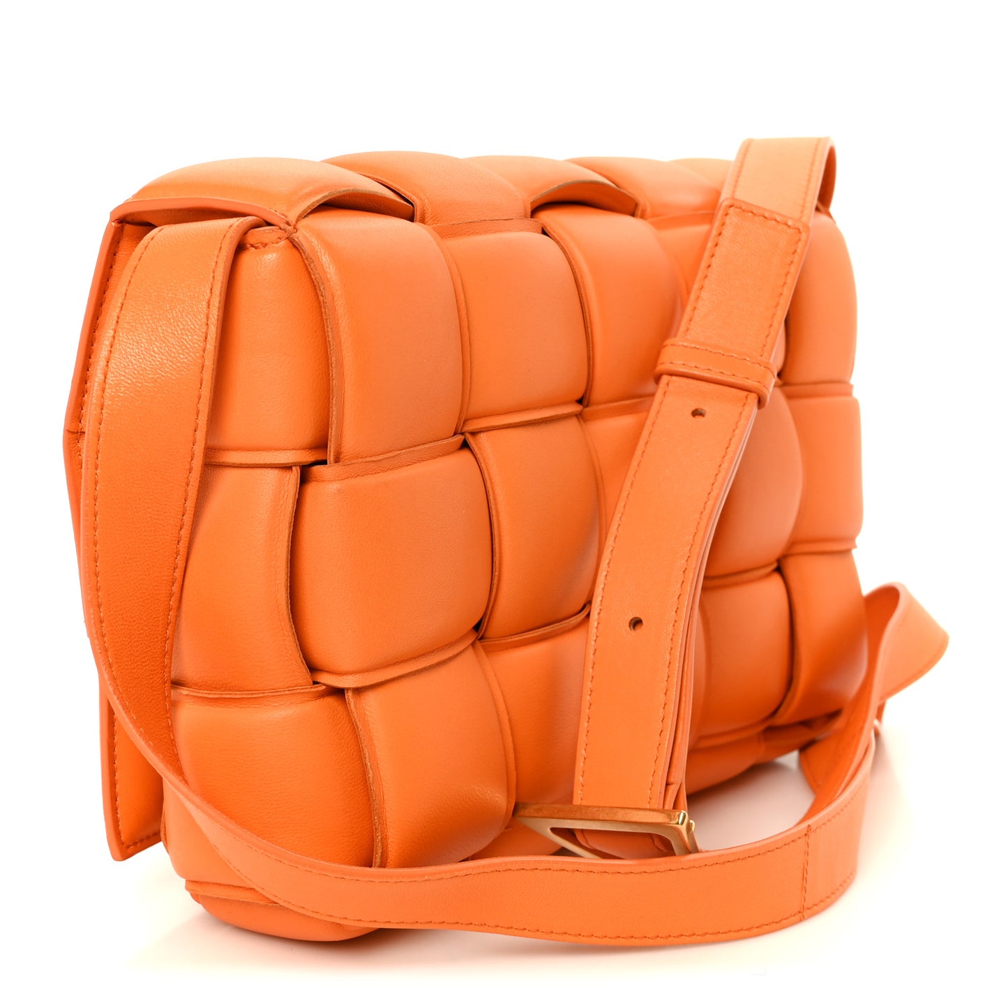 Nappa Maxi Intreccio Padded Cassette Crossbody Bag Orange