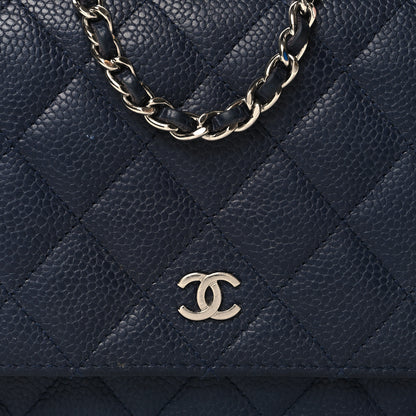 Chanel Caviar Quilted Wallet on Chain WOC Navy Blue 9 of 14