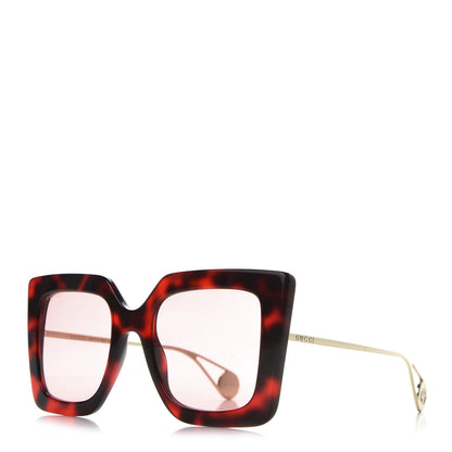 Gucci Acetate Oversize Square Frame GG0435S Sunglasses Red Havana 1 of 8