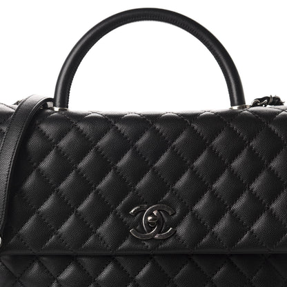Chanel Caviar Quilted Large Coco Handle Flap Black 11 of 11