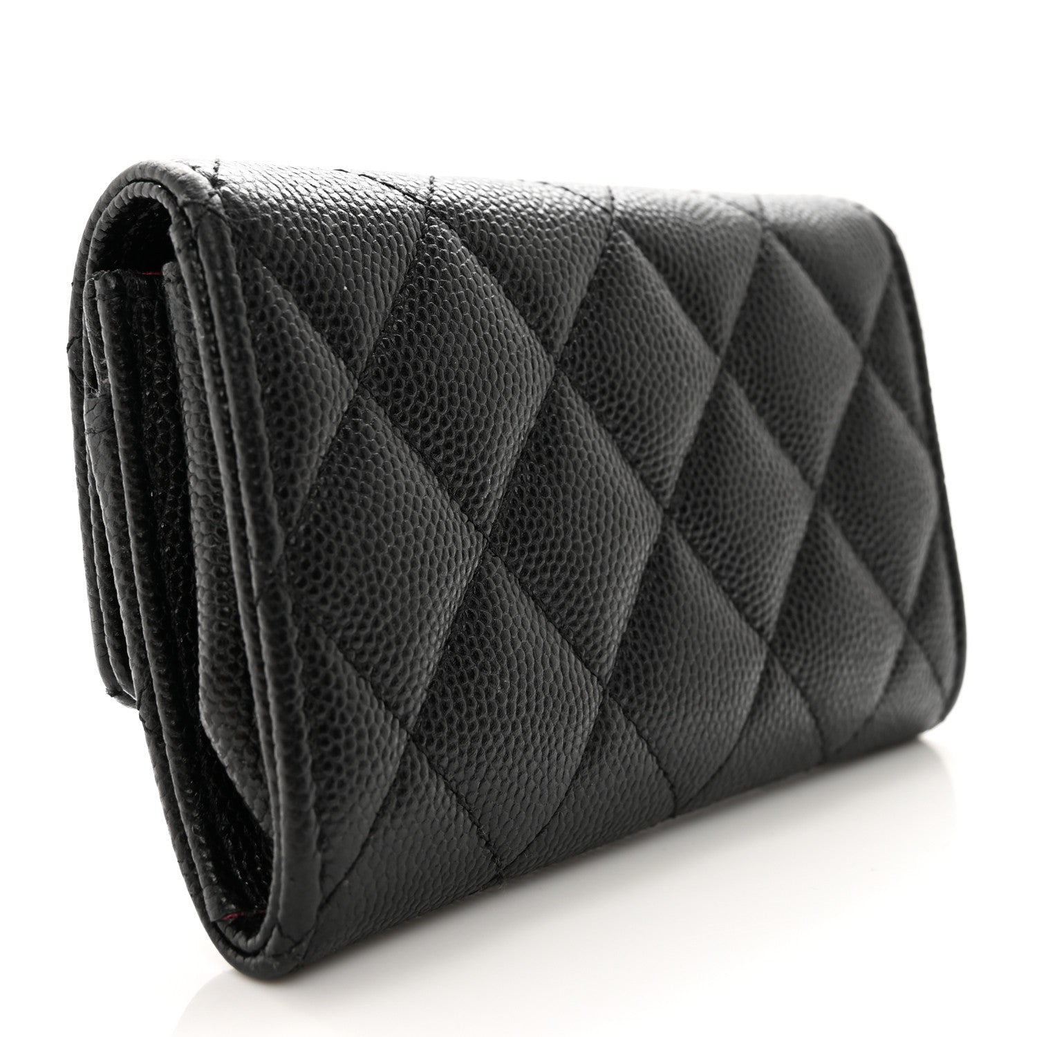 Chanel Caviar Metal Perforated Quilted CC Flap Card Holder Black 3 of 8