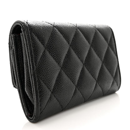 Chanel Caviar Metal Perforated Quilted CC Flap Card Holder Black 3 of 8