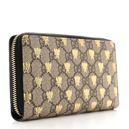 Gucci GG Supreme Monogram Bees Zip Around Wallet 3 of 13