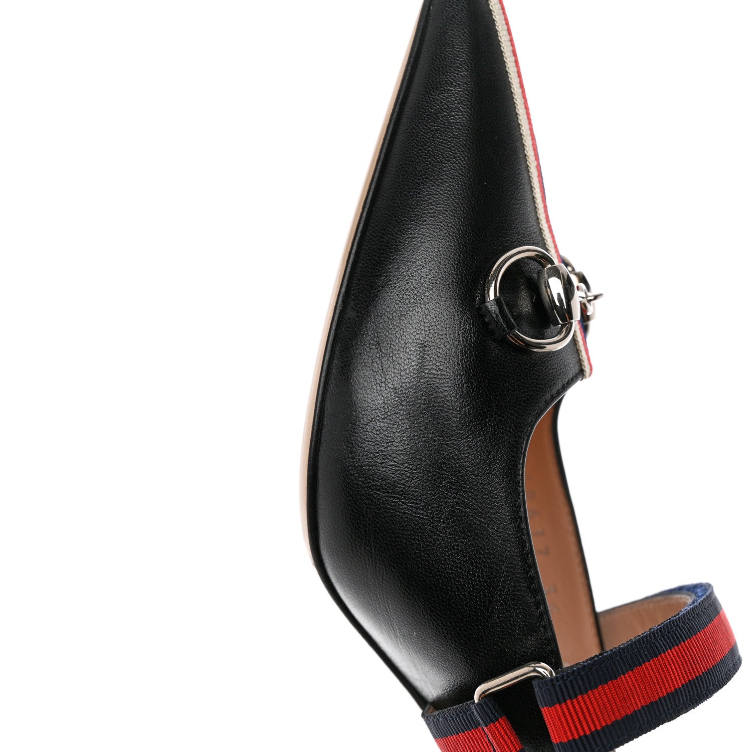 Gucci Malaga Kid Sylvie Web Cross Strap Mid-Heel Slides 36 Black 12 of 14