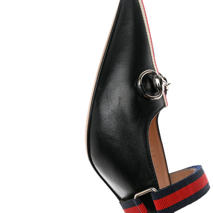 Gucci Malaga Kid Sylvie Web Cross Strap Mid-Heel Slides 36 Black 12 of 14