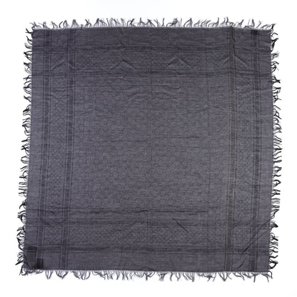 Gucci Wool Silk GG Monogram Diamante Plaid Surviee Shawl Graphite Black 2 of 8