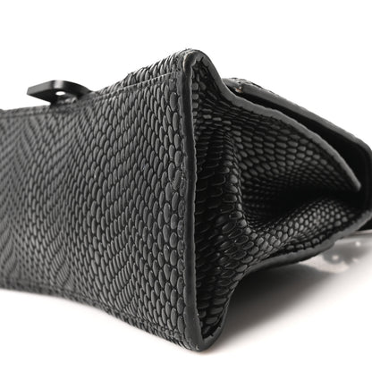 Balenciaga Matte Calfskin Snake Embossed Tonal B Small Hourglass Top Handle Bag Black 18 of 19