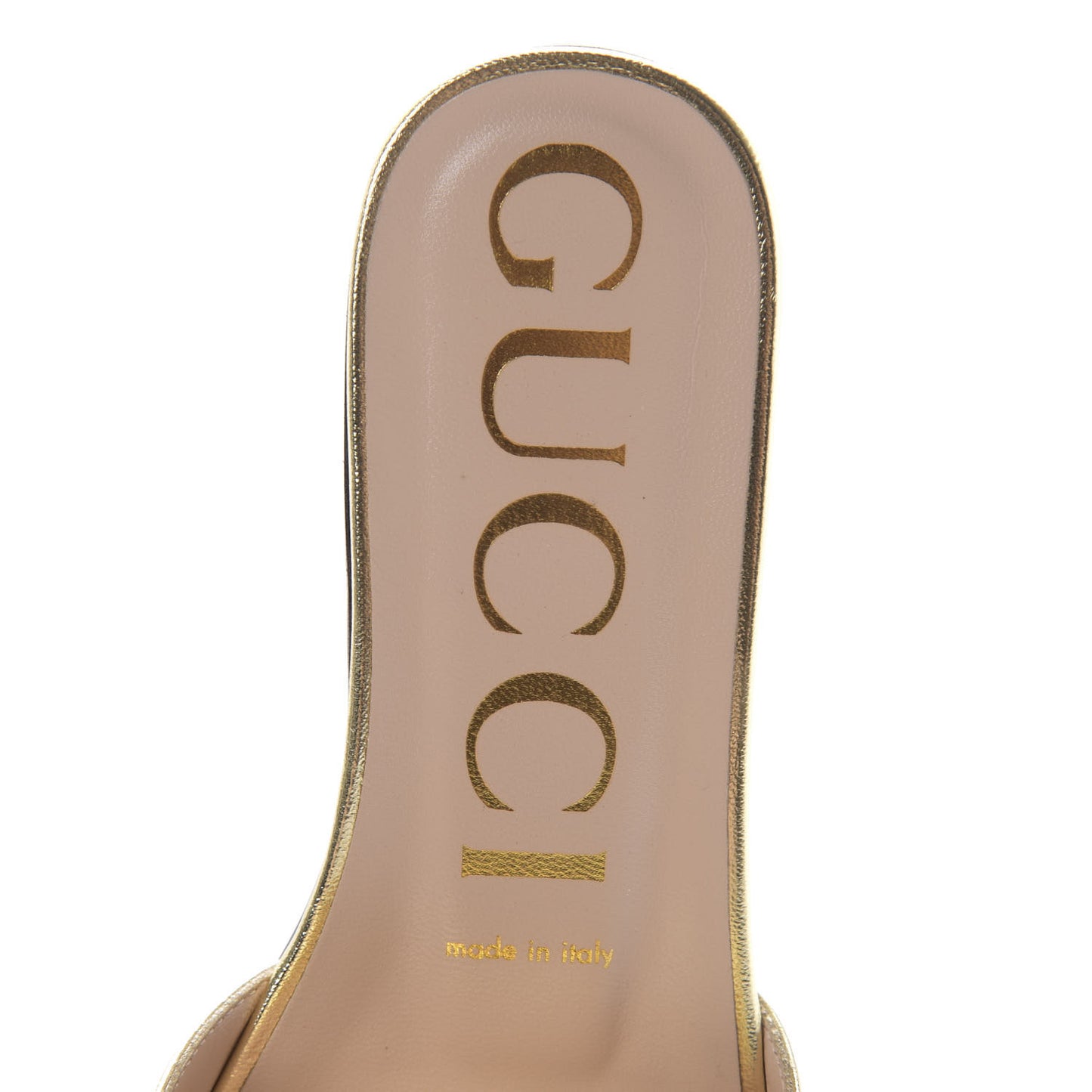 Metallic Nappa Crystal Square G Madelyn Slide Sandals 36 Gold