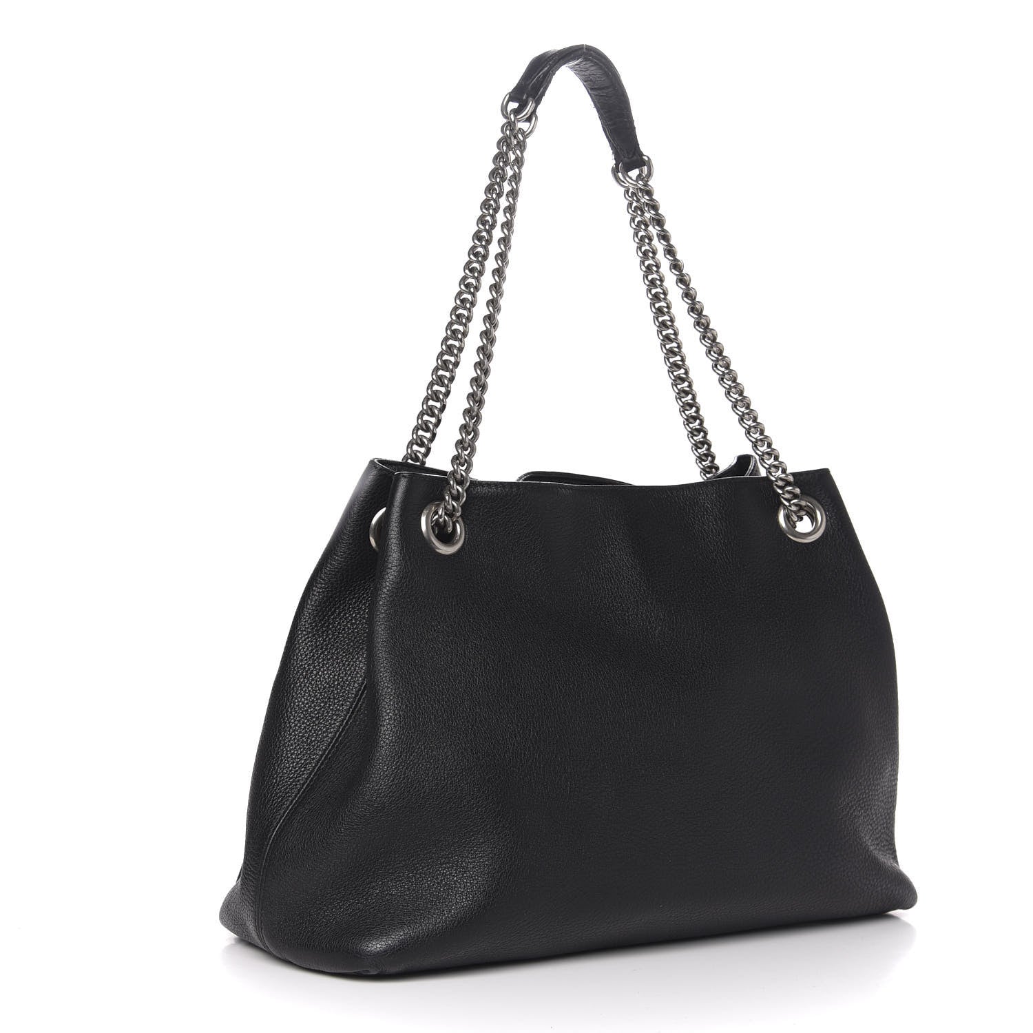 Gucci Pebbled Calfskin Studded Medium Soho Chain Shoulder Bag Black 3 of 15