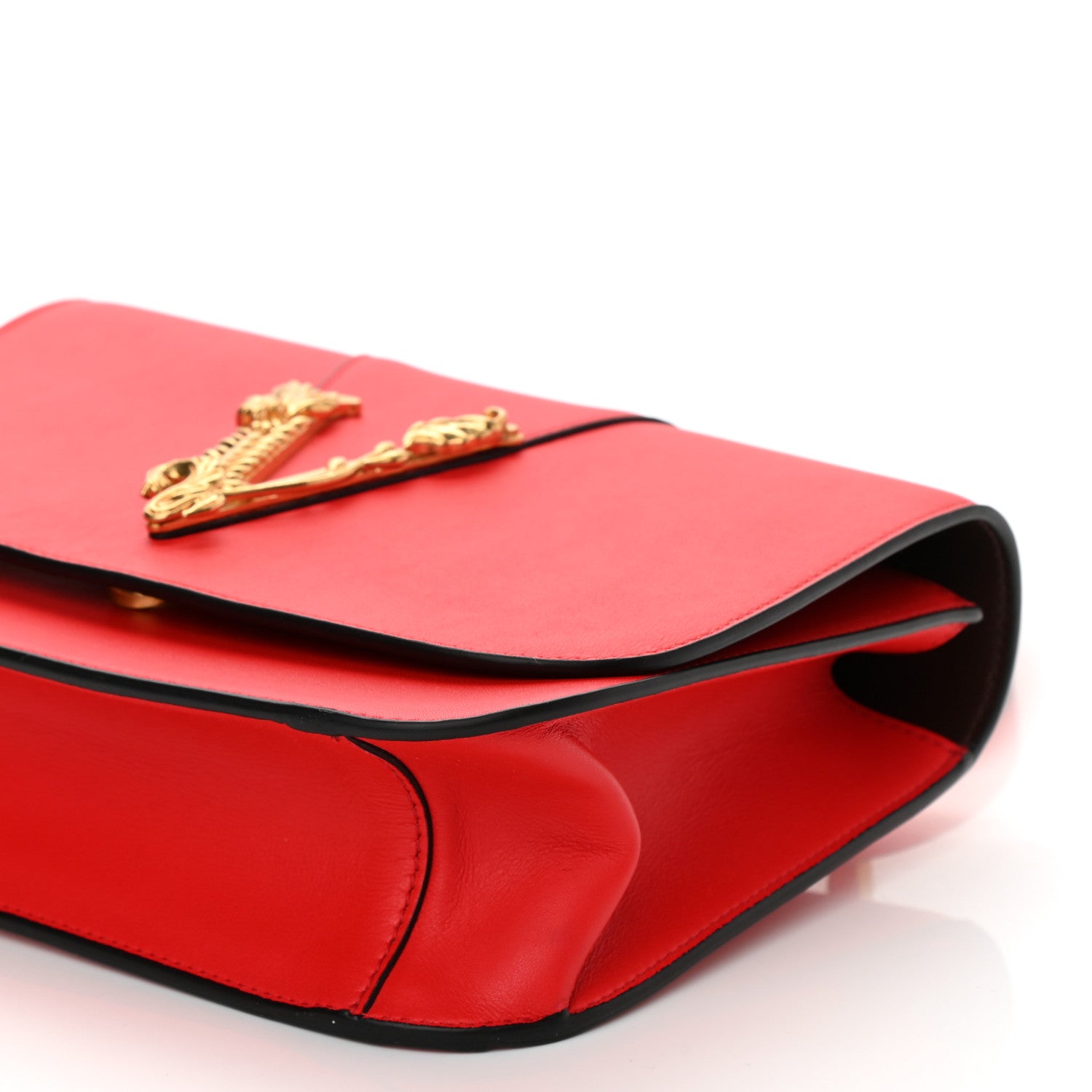 Versace Vitello Barocco Virtus Top Handle Shoulder Ba Red 7 of 7