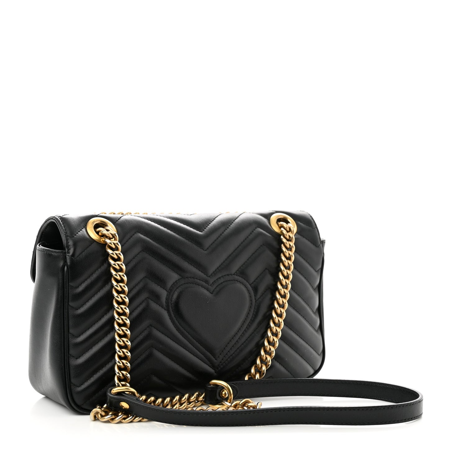 Calfskin Matelasse Small GG Marmont Shoulder Bag Black