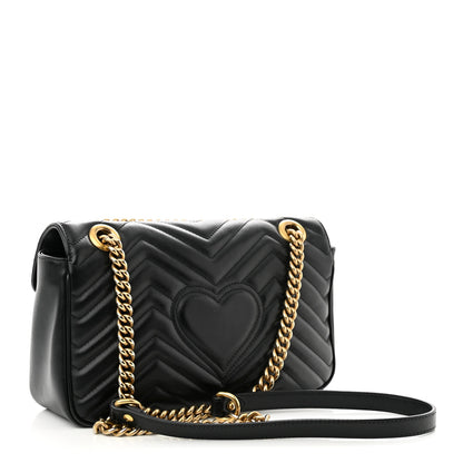 Gucci Calfskin Matelasse Small GG Marmont Shoulder Bag Black 3 of 11
