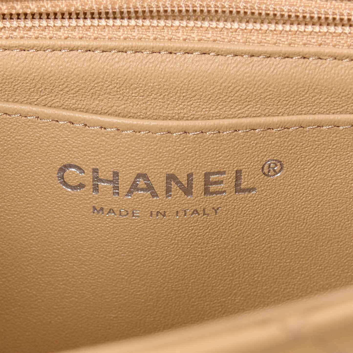 Lambskin Quilted Mini Rectangular Flap Beige