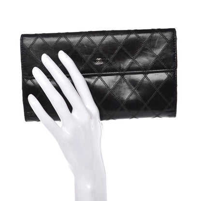 Chanel Lambskin Diamond Stitched Flap Wallet Black 2 of 15
