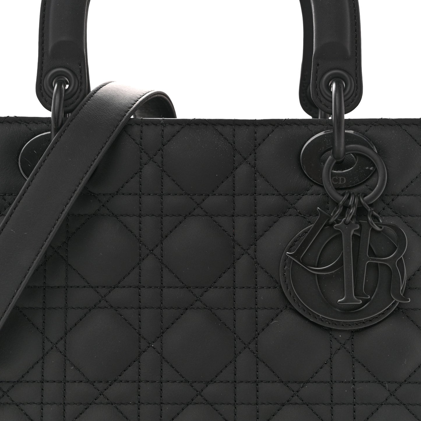 Ultra Matte Calfskin Cannage Medium Lady Dior Black