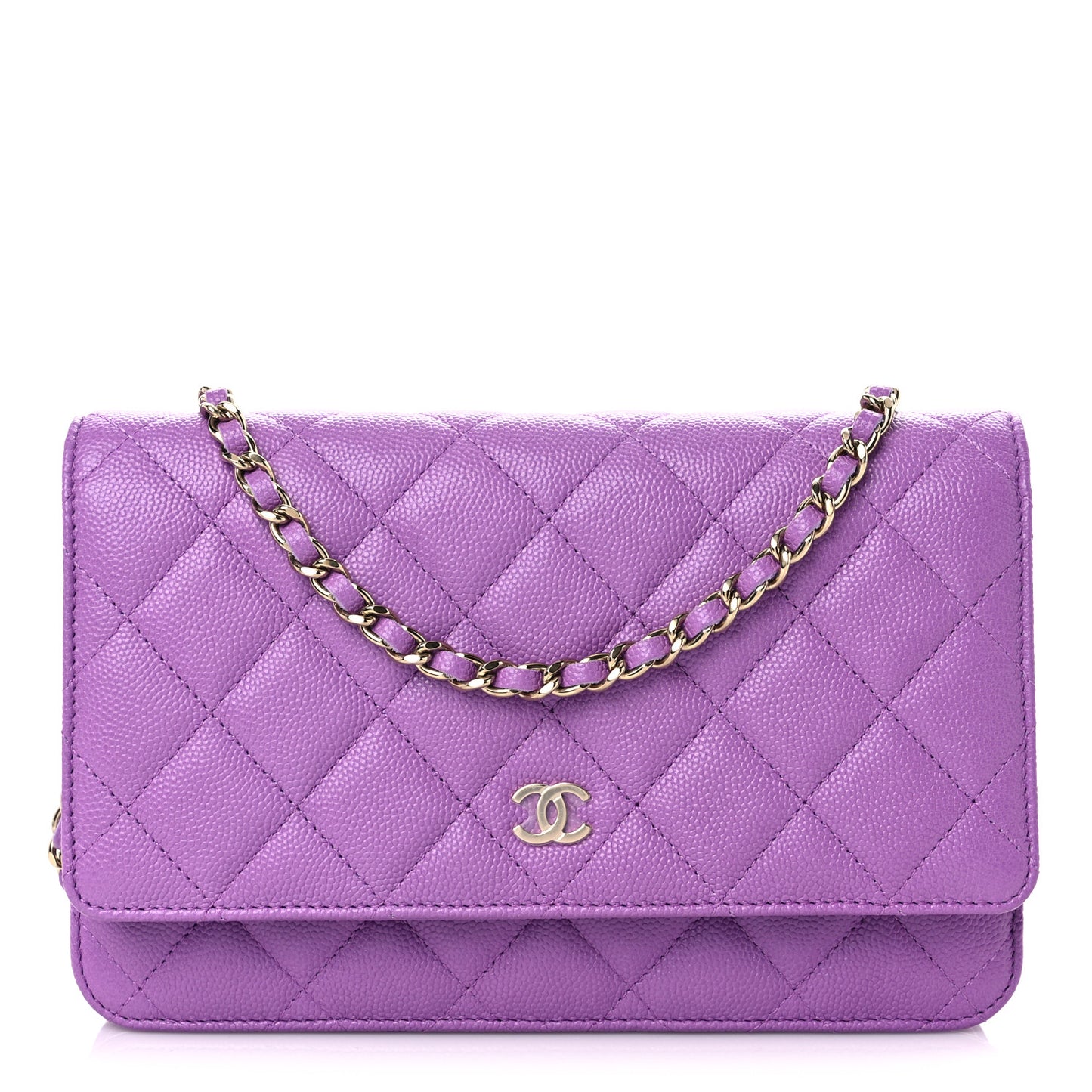 Caviar Quilted Wallet On Chain WOC Purple