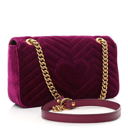 Gucci Velvet Matelasse Small GG Marmont Shoulder Bag Fuchsia Violet Cyclamen 3 of 10