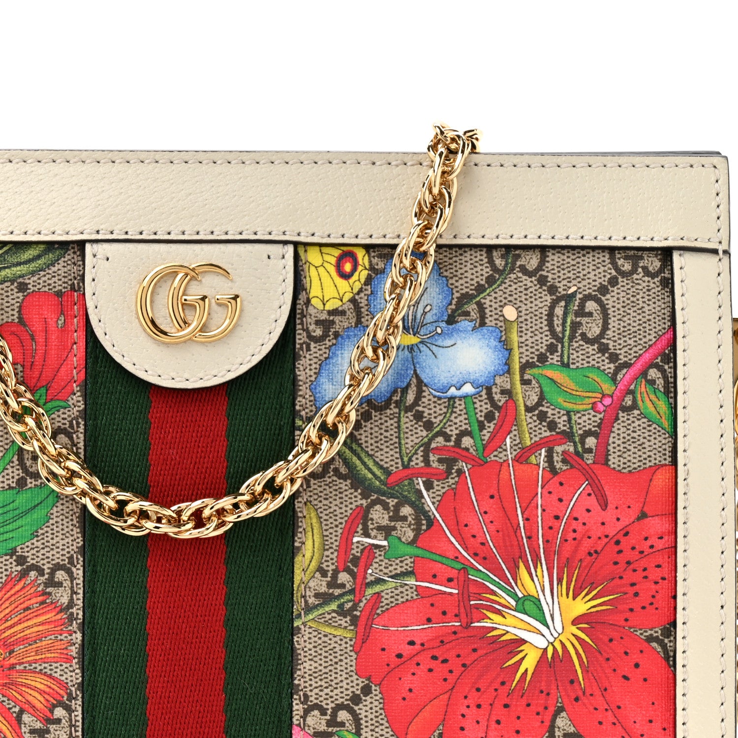Gucci GG Supreme Monogram Flora Web Small Ophidia Chain Shoulder