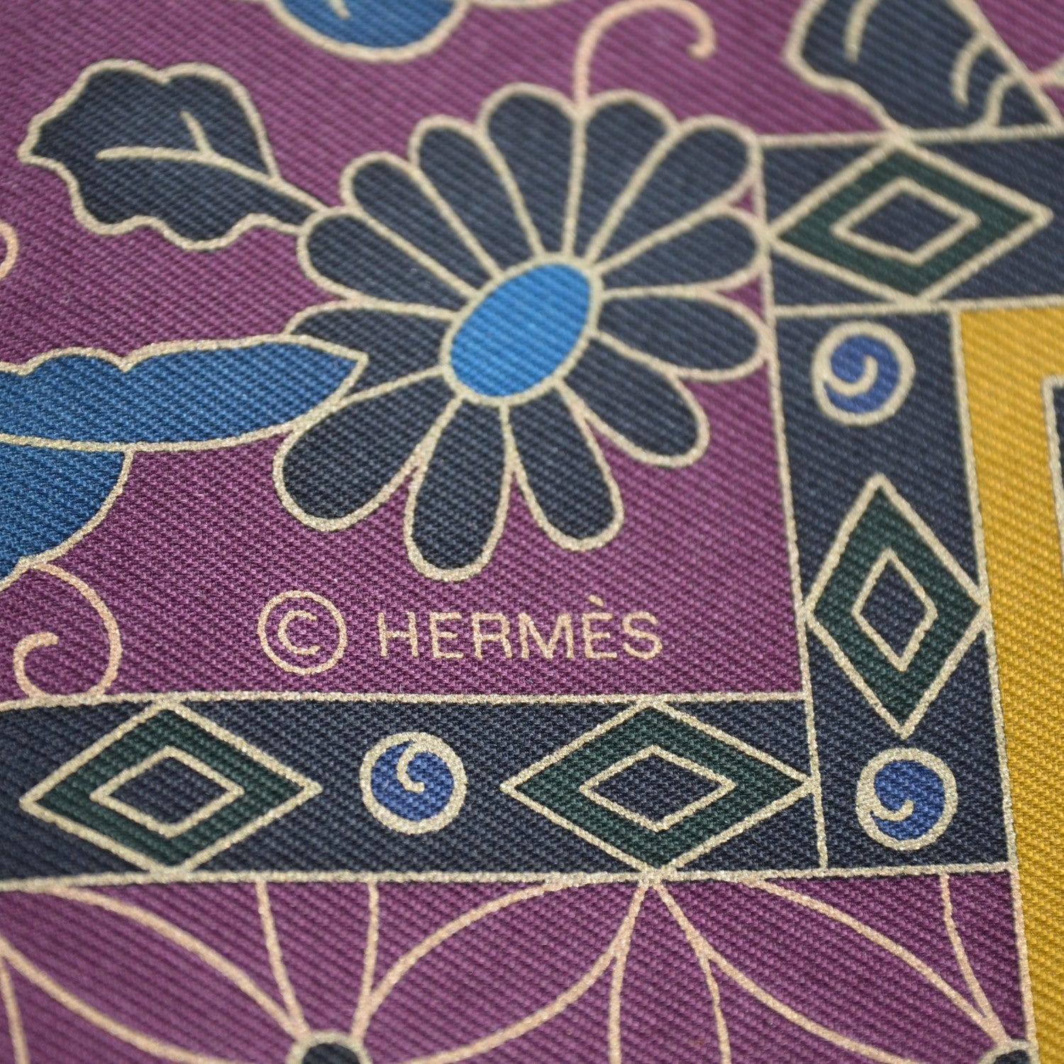 Hermes Silk Collections Imperiales Scarf 90 Aubergine Vert Bleu 6 of 7