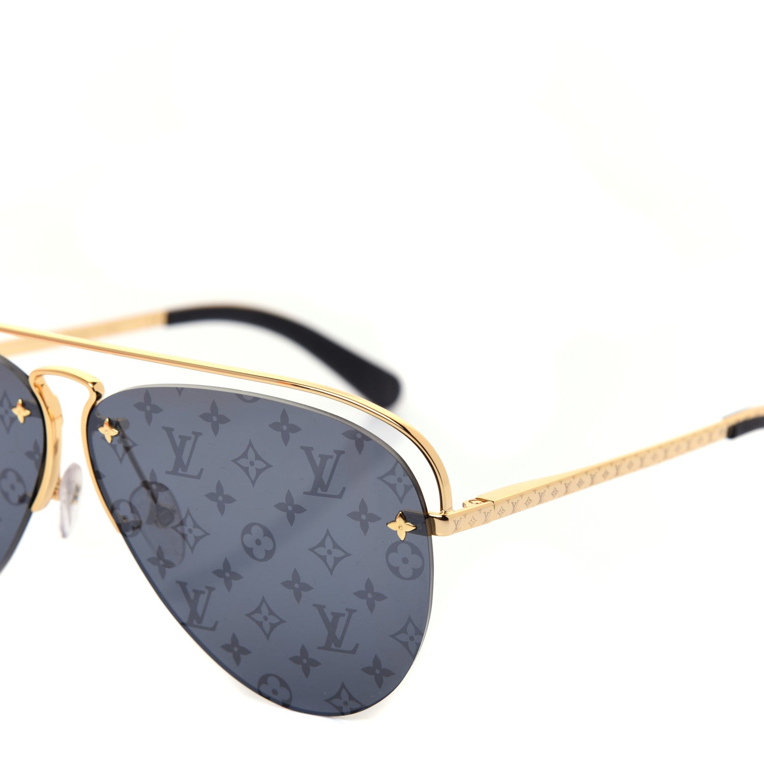 Louis Vuitton Metal Monogram Grease Sunglasses Z1172W Gold 7 of 8