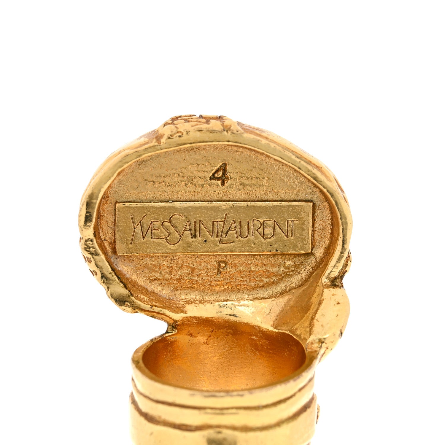Saint Laurent Glass Cabochon Arty Ovale Ring 5 Gold Green 4 of 4